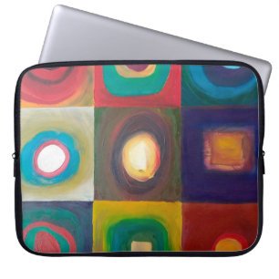 Housse Pour Ordinateur Portable Peinture d'art moderne, moderne, abstrait, carré,