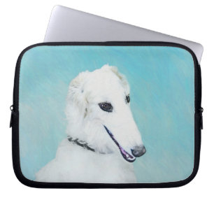 Housse Pour Ordinateur Portable Peinture de Borzoi (Blanc) - Joli Chien d'origine