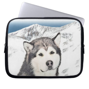 Housse Pour Ordinateur Portable Peinture de malamut en Alaska - jolie art original