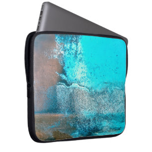 Housse Pour Ordinateur Portable Peinture et rouille texturées turquoise Abstrait