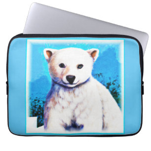Housse Pour Ordinateur Portable Peinture étonnante d'un petit ours polaire. Comman