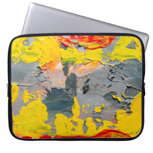 Housse Pour Ordinateur Portable Peinture jaune, rouge et verte