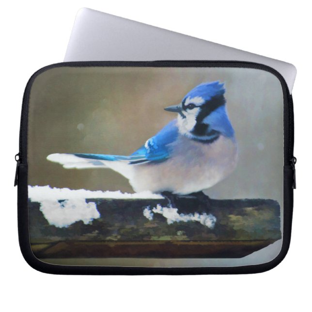 Housse Pour Ordinateur Portable Peinture Jay Bleu - Art Oiseau Original (Devant)