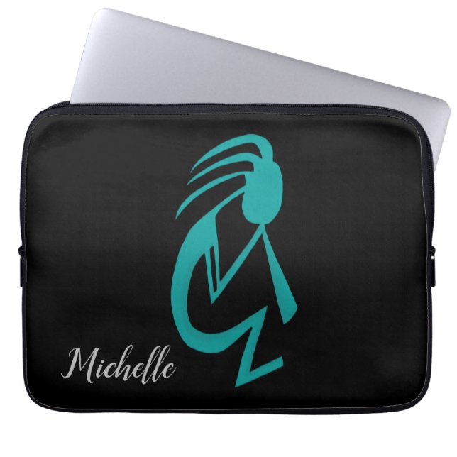 Housse Pour Ordinateur Portable Peinture magnifique de Kokopelli couleur turquoise (Devant)