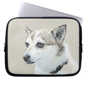 Housse Pour Ordinateur Portable Peinture norvégienne Lundehund - Art original chie