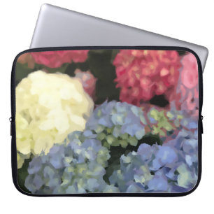 Housse Pour Ordinateur Portable Peinture numérique à fleurs bleu et rose Hydrangea
