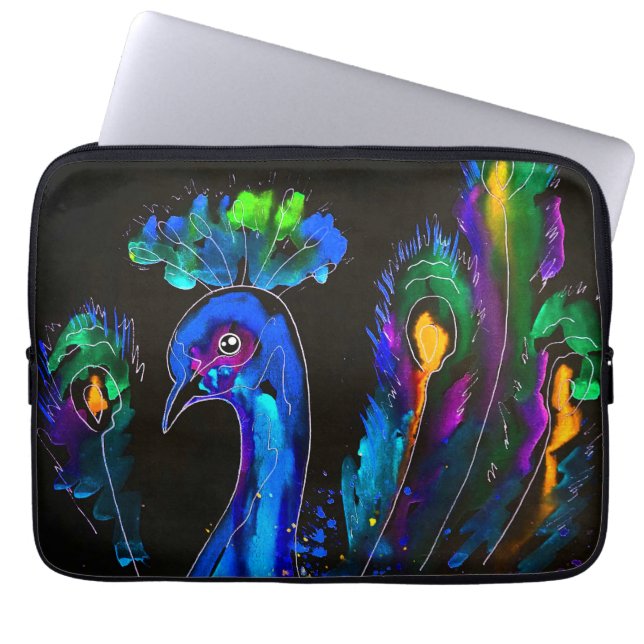 Housse Pour Ordinateur Portable Peinture Whimsical Peacock (Devant)