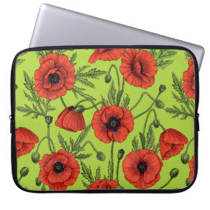 Housse Pour Ordinateur Portable Pépites, rouge et vert sur le vert citron