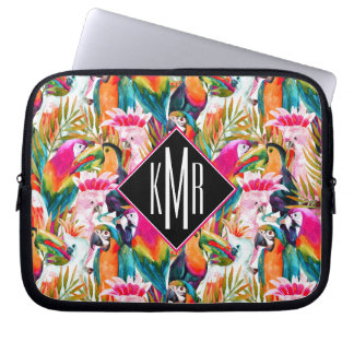 Housse Pour Ordinateur Portable Perroquets et monogramme des palmettes |