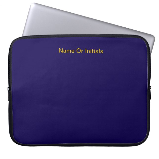 Housse Pour Ordinateur Portable Personalize With Name Initials Dk Blue + Orange   (Devant)