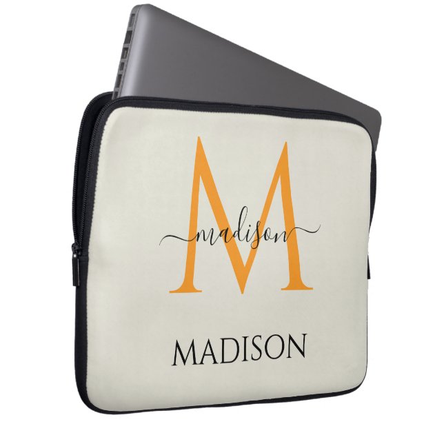 Housse Pour Ordinateur Portable Personalized Monogram & Name  (Devant droit)