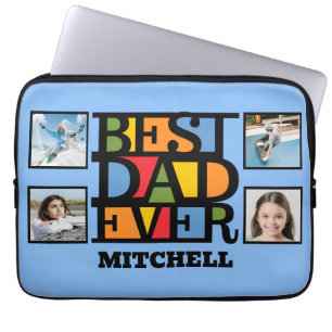Housse Pour Ordinateur Portable Personnalisé Nom & 4 Photos MEILLEUR PAPA JAMAIS