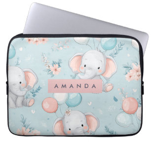 Housse Pour Ordinateur Portable Personnalisé Whimsical Baby Elephant Motif