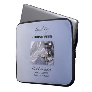 Housse Pour Ordinateur Portable Personnaliser, Garçon, Première communion bleue