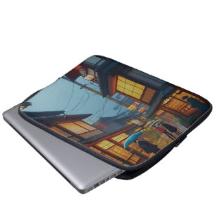 Housse Pour Ordinateur Portable Petite route japonaise Rainy