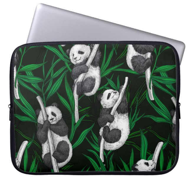 Housse Pour Ordinateur Portable Petits panda sur vert foncé (Devant)
