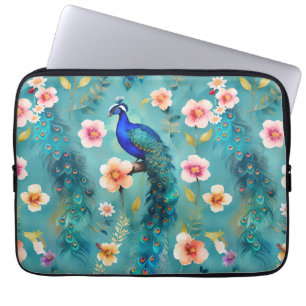 Housse Pour Ordinateur Portable Pic Vibrant Avec Plumes Et Florales Luxuriantes