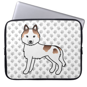 Housse Pour Ordinateur Portable Piebald rouge Sibérien Husky mignon chien de dessi