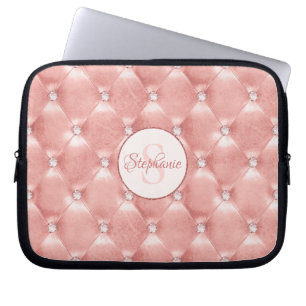 Housse Pour Ordinateur Portable Pierre blanche rose rose dorée