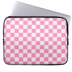 Housse Pour Ordinateur Portable Pink Check, Checkerboard Pattern, Checkered