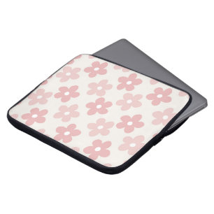 Housse Pour Ordinateur Portable Pink Cream Daisy Flowers Retro Pattern