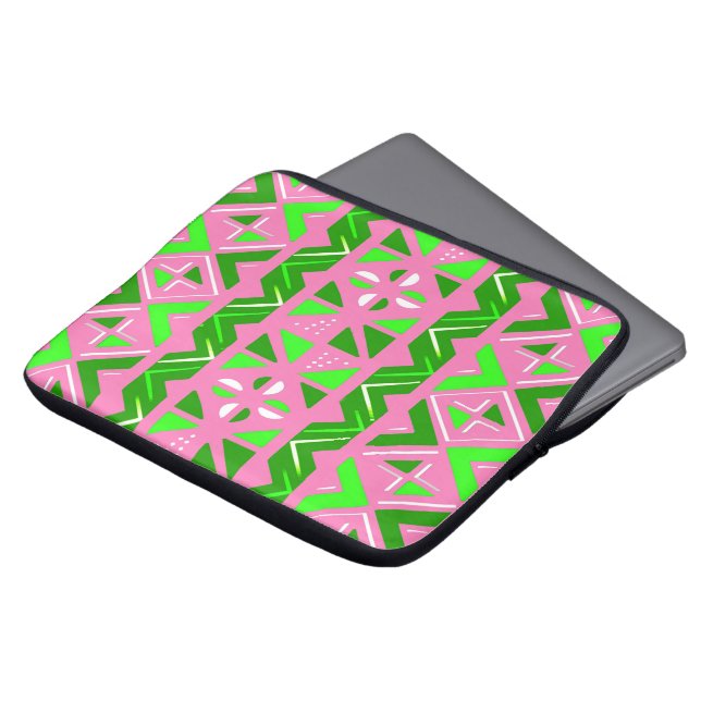 Housse Pour Ordinateur Portable Pink & Green African Pattern (Devant haut)