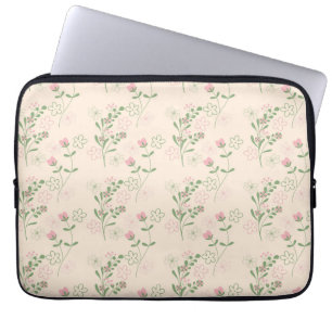 Housse Pour Ordinateur Portable Pink Green Retro Y2K les années 70 Fleur Motif