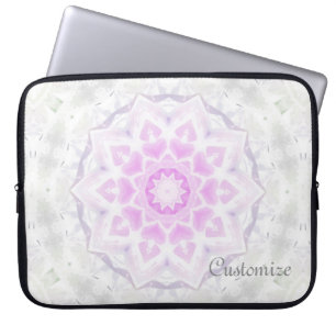 Housse Pour Ordinateur Portable Pink & White Lacy Kaleidoscope Coeurs Leeve