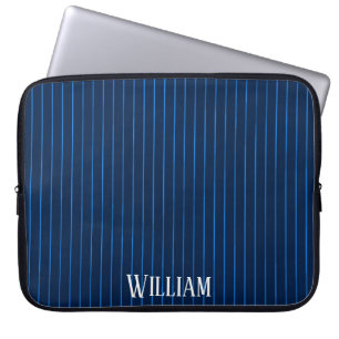 Housse Pour Ordinateur Portable Pinstripes bleu marine personnalisées