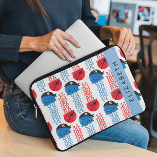 Housse Pour Ordinateur Portable Pirate Jellyfish, Motif de méduses, Votre nom