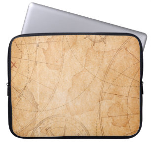 Housse Pour Ordinateur Portable pirates âgés carte au trésor arrière-plan, trésor,