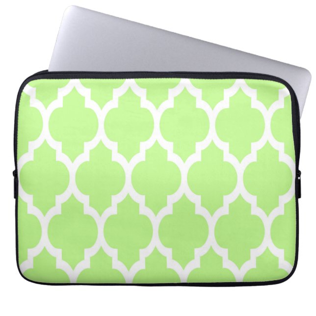 Housse Pour Ordinateur Portable Pistachio White Moroccan Quatrefoil (Devant)