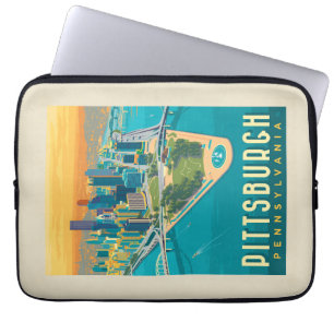 Housse Pour Ordinateur Portable Pittsburgh, PA Vue oeil d'oiseau