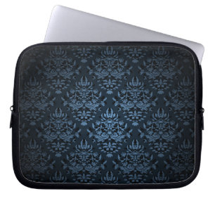 Housse Pour Ordinateur Portable PixDezines Bijoux Damask, bleu ardoise