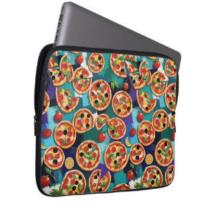 Housse Pour Ordinateur Portable Pizza Abstraite Pepperoni sur Arrière - plan coule