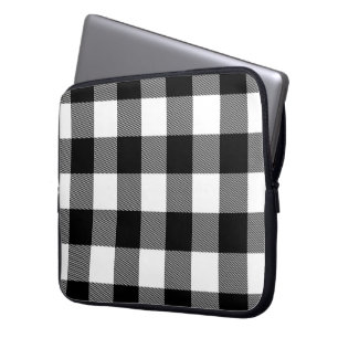 Housse Pour Ordinateur Portable Plaid de buffle noir et blanc