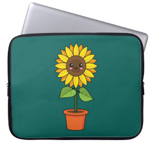 Housse Pour Ordinateur Portable Plante de tournesol Kawaii dans un pot