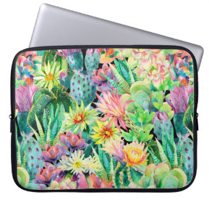 Housse Pour Ordinateur Portable Plantes succulents et motif de jardin de cactus