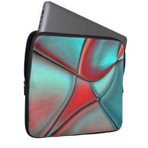 Housse Pour Ordinateur Portable Plaques torsadées avec bord convexe rouge et turqu