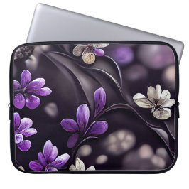 HOUSSE POUR ORDINATEUR PORTABLE PLUM AVEC FLEURS POURPULAIRES DÉLICATES