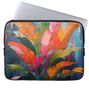 Housse Pour Ordinateur Portable Plumes Tropicales – Abstraction Botanique Vibrante