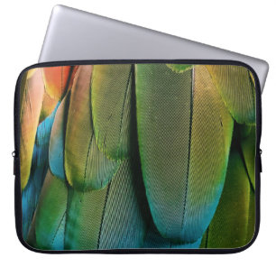 Housse Pour Ordinateur Portable Plumes vertes et bleues
