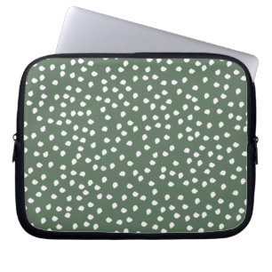 Housse Pour Ordinateur Portable pochette de l'ordinateur portable polka vert olive