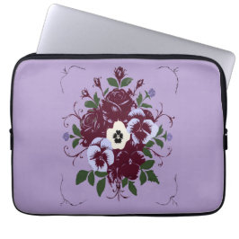 Housse Pour Ordinateur Portable Pochette Multimédia -  Bouquet de Violettes