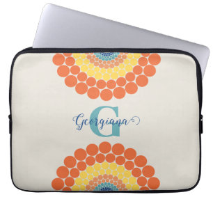 Housse Pour Ordinateur Portable Point d'été de la mer Égée - radiant monogramme Ma