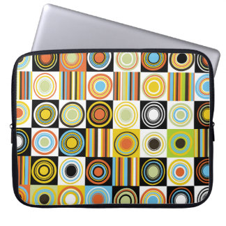 Housse Pour Ordinateur Portable Points colorés, cercles, rayures arrière - plan.