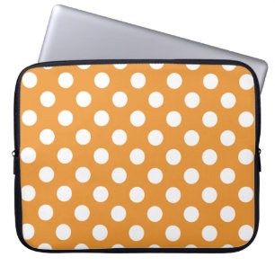 Housse Pour Ordinateur Portable Pois blancs sur ambre