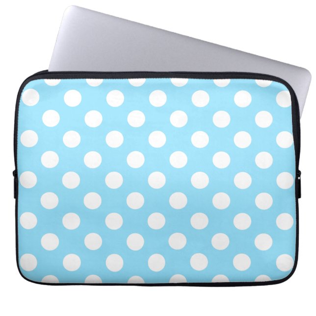 Housse Pour Ordinateur Portable Pois blancs sur bleu pâle (Devant)