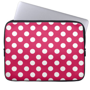 Housse Pour Ordinateur Portable Pois blancs sur cerise