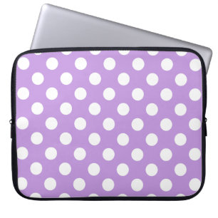 Housse Pour Ordinateur Portable Pois blancs sur lilas